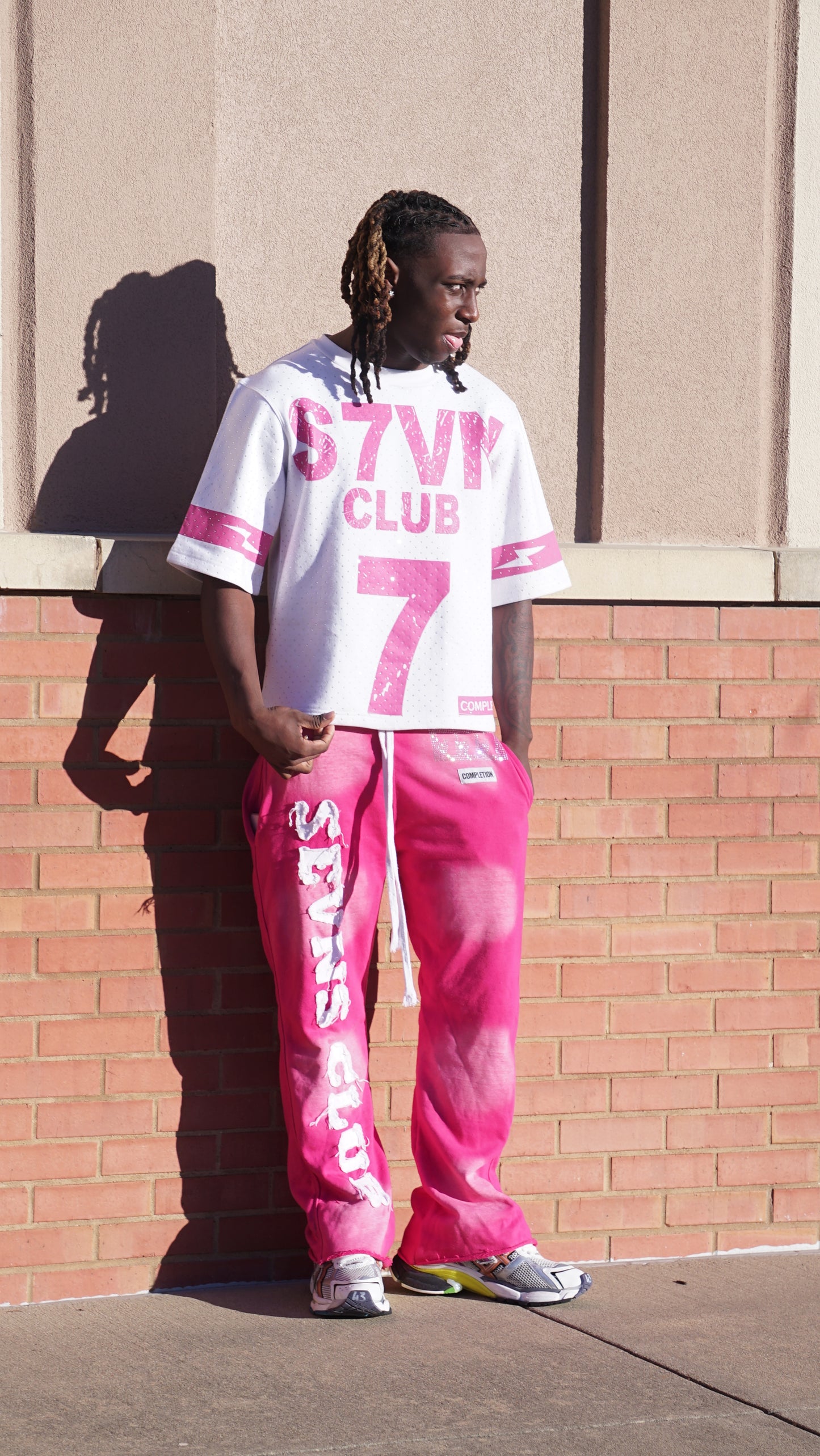 rhinestones pink jersey