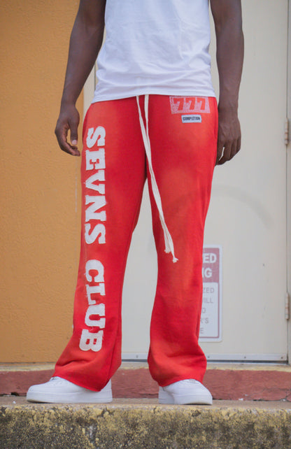 Red flared joggers